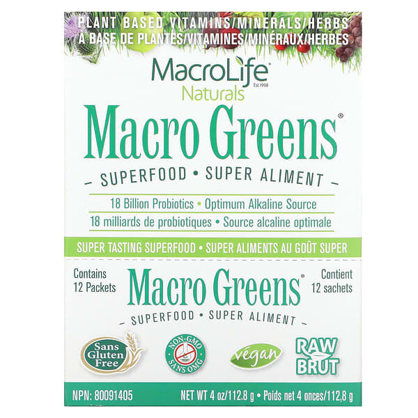 Macrolife Naturals, Macro Greens®, Superfood, 12 Packets, 0.3 oz (9.4 g) Each