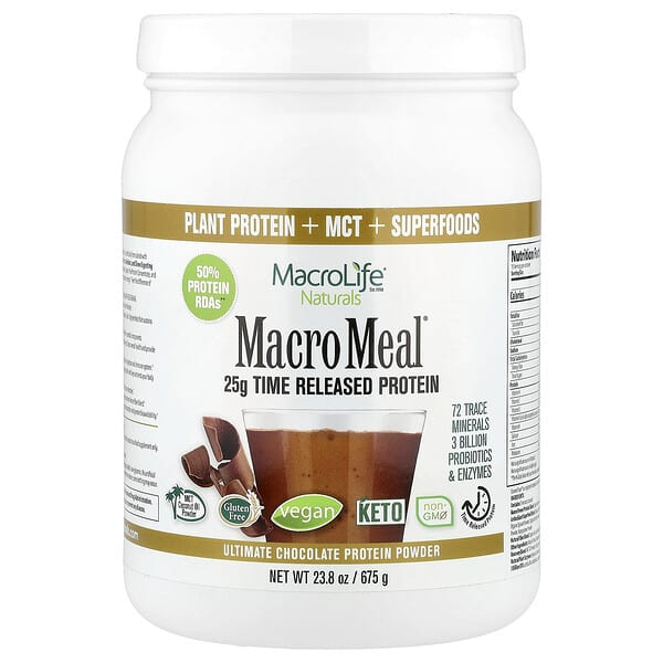 Macrolife Naturals, Macro Meal®, Ultimate Protein Powder, Chocolate, 23.8 oz (675 g) 2 Macrolife Naturals, Macro Meal®, Ultimate Protein Powder, Chocolate, 23.8 oz (675 g)