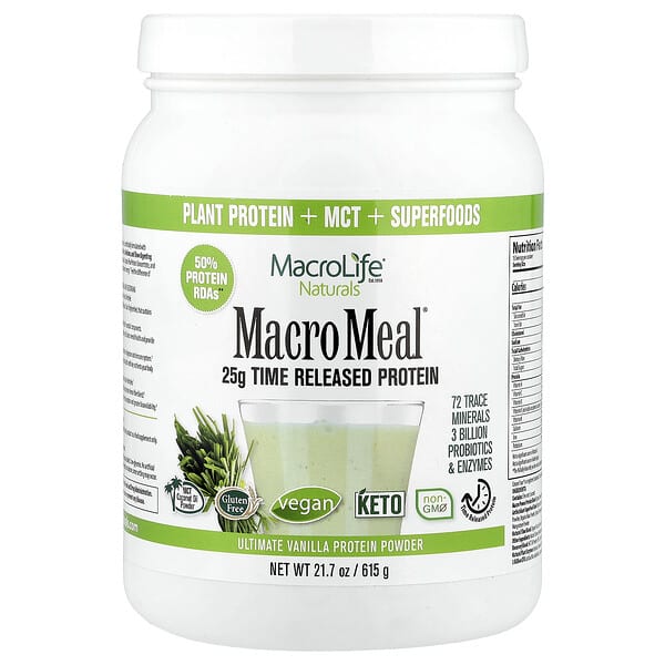 Macrolife Naturals, Macro Meal®, Ultimate Protein Powder, Vanilla, 21.7 oz (615 g)