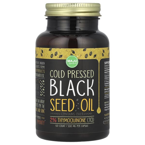 Maju Superfoods, Cold-Pressed Black Seed Oil, 500 mg, 60 Capsules