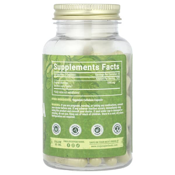 Alternative view of Maju Superfoods, Maju's Moringa, 90 Capsules (500 mg per Capsule)