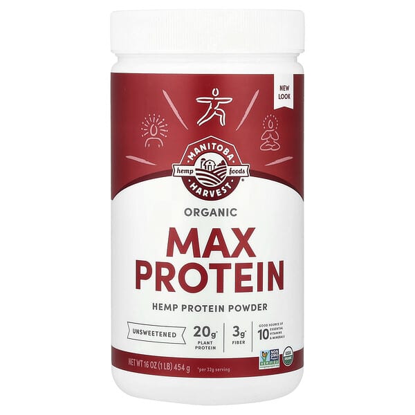 Manitoba Harvest, Organic Max Protein Powder, Unsweetened, 1 lb (454 g)