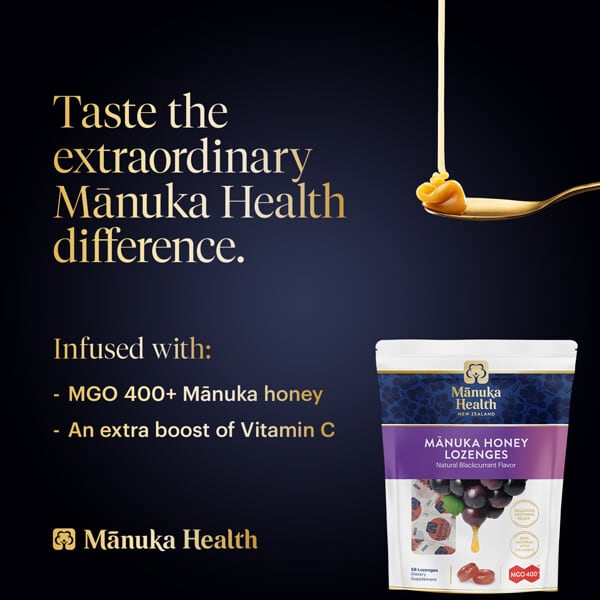 Alternative view of Manuka Health, Manuka Honey Lozenges, Natural Blackcurrant, MGO 400+, 58 Lozenges