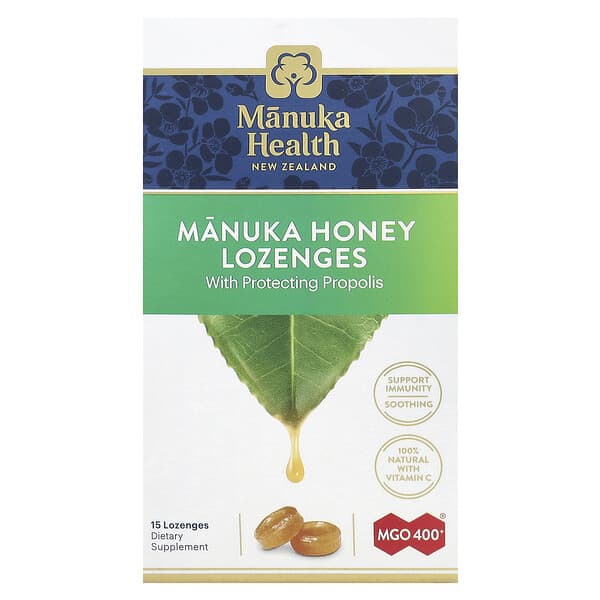 Manuka Health, Manuka Honey Lozenges, Propolis, MGO 400+, 15 Lozenges