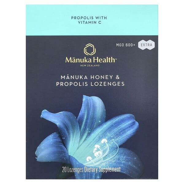 Manuka Health, Manuka Honey & Propolis Lozenges, MGO 600+, 20 Lozenges