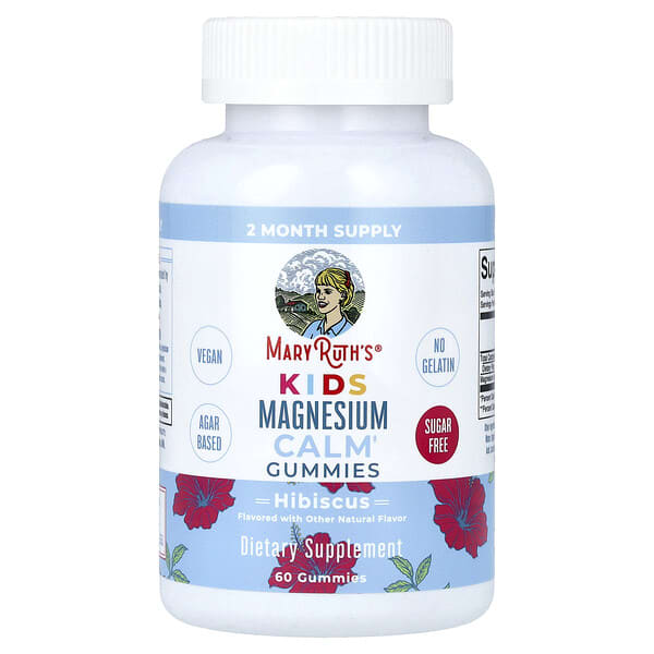 MaryRuth's, Kids Magnesium Calm Gummies, Hibiscus, 60 Gummies