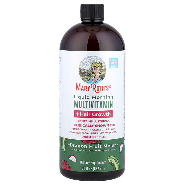 MaryRuth's, Liquid Morning Multivitamin + Hair Growth, Dragon Fruit Melon, 30 fl oz (887 ml)