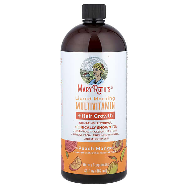 MaryRuth's, Liquid Morning Multivitamin + Hair Growth, Peach Mango, 30 fl oz (887 ml)