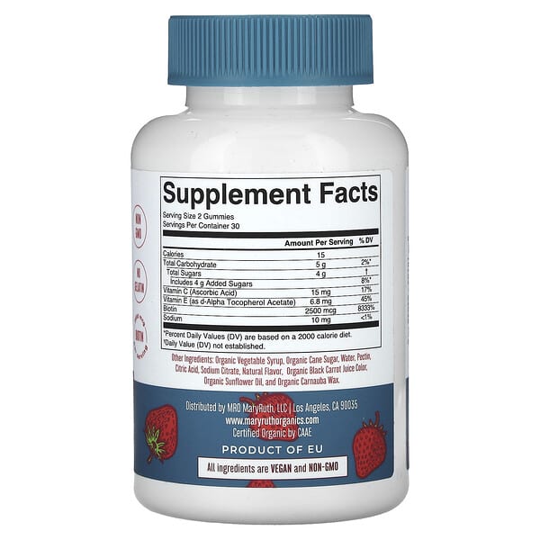 Alternative view of MaryRuth's, Organic Hair, Skin & Nails Gummies, Strawberry, 60 Gummies