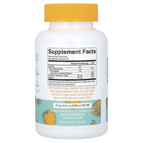 Alternative view of MaryRuth's, Organic Kids Vitamin C Gummies, Orange, 60 Gummies (45 mg per Gummy)