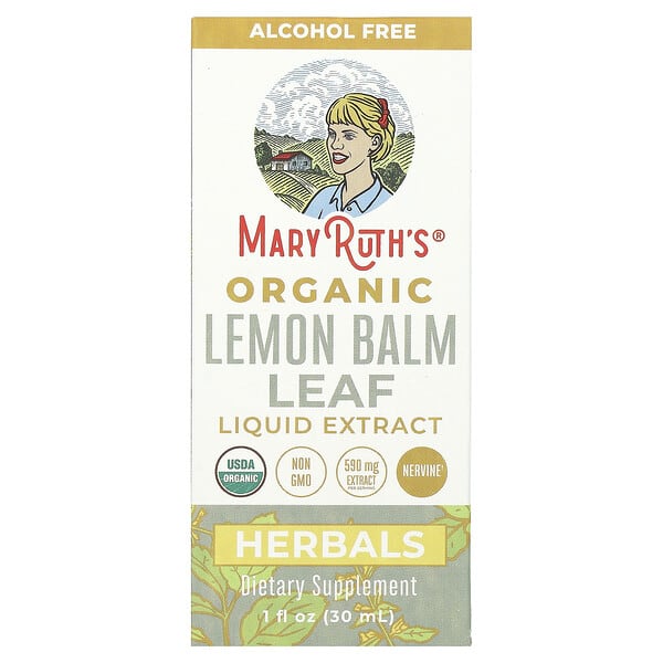 MaryRuth's, Organic Lemon Balm Leaf Liquid Extract, Alcohol Free, 590 mg, 1 fl oz (30 ml)