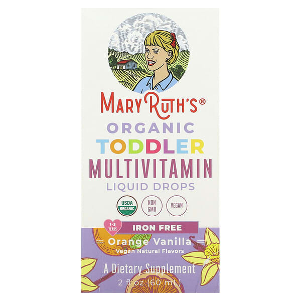 MaryRuth's, Organic Toddler, Multivitamin Liquid Drops, 1-3 Years, Orange Vanilla, 2 fl oz (60 ml)