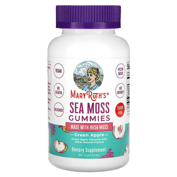 MaryRuth's, Sea Moss Gummies, Green Apple, 60 Gummies (25 mg per Gummy)