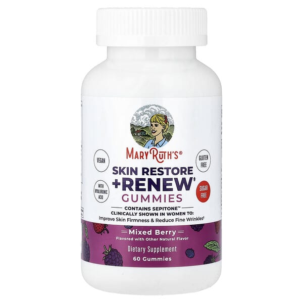 MaryRuth's, Skin Restore + Renew Gummies, Mixed Berry, 60 Gummies