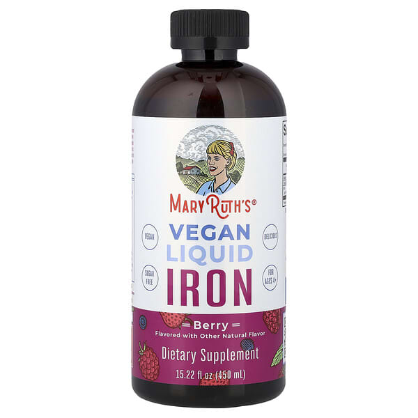 MaryRuth's, Vegan Liquid Iron, For Ages 4+, Berry, 15.22 fl oz (450 ml)