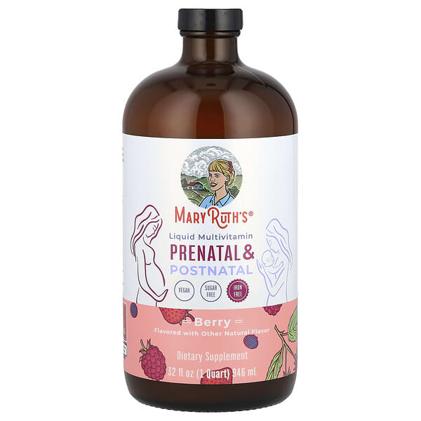 MaryRuth's, Vegan Liquid Prenatal & Postnatal Multivitamin, Berry, 32 fl oz (946 ml)