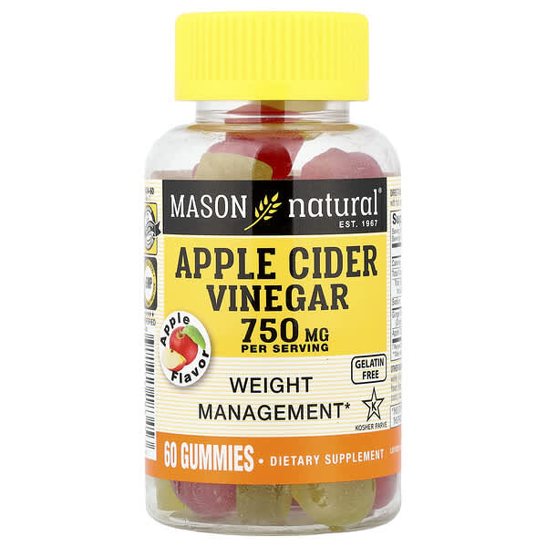 Mason Natural, Apple Cider Vinegar Gummies, Apple, 60 Gummies