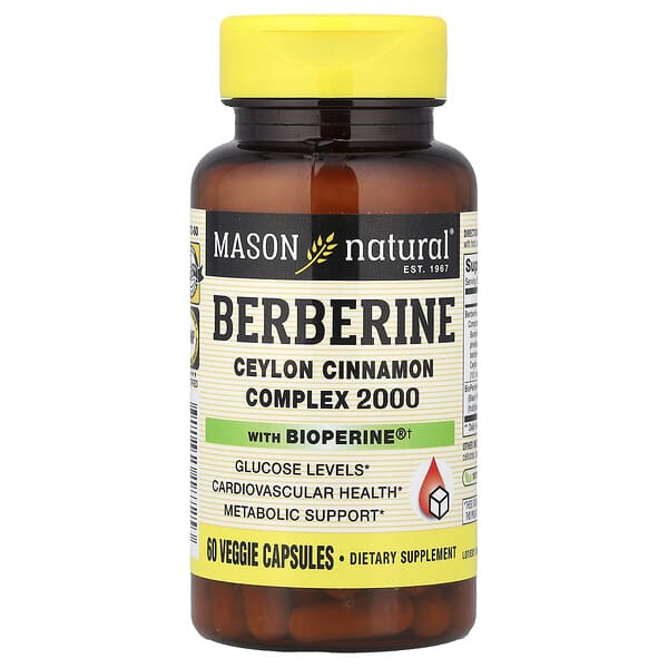 Mason Natural, Berberine with BioPerine®, 60 Veggie Capsules