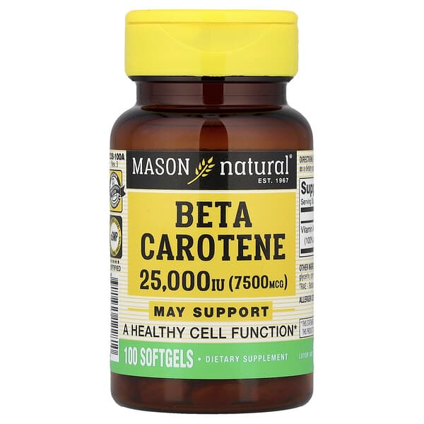 Mason Natural, Beta Carotene, 7,500 mcg (25,000 IU), 100 Softgels