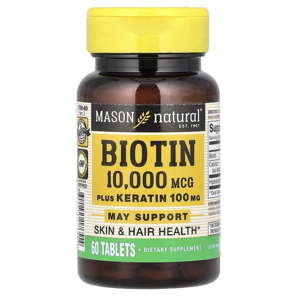 Mason Natural, Biotin Plus Keratin, 60 Tablets
