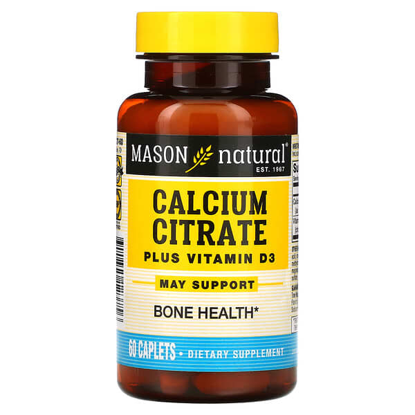 Mason Natural, Calcium Citrate Plus Vitamin D3, 60 Caplets