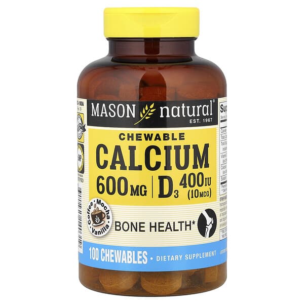 Mason Natural, Chewable Calcium + D3, Coffee Mocha Vanilla , 100 Chewables