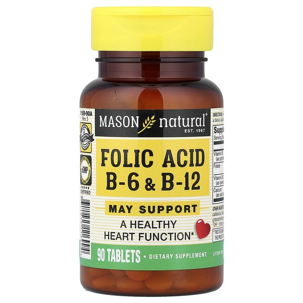 Mason Natural, Folic Acid B6 & B12, 90 Tablets