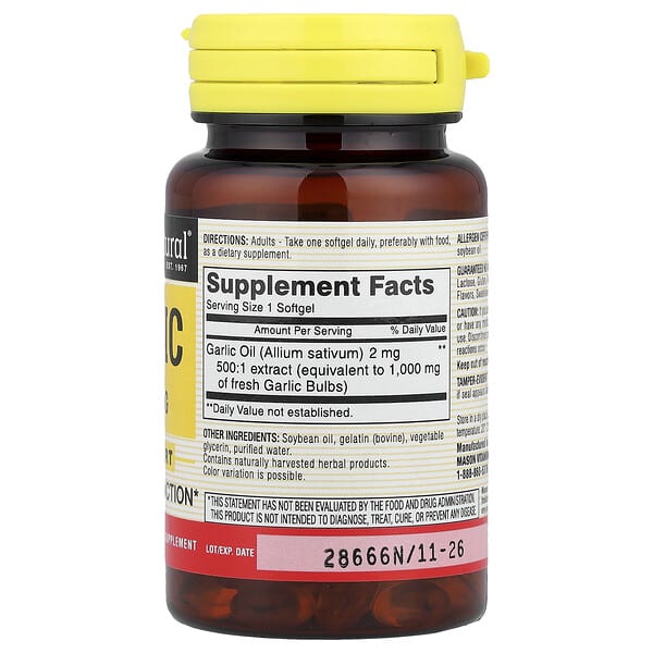 Alternative view of Mason Natural, Garlic, 1,000 mg, 100 Softgels