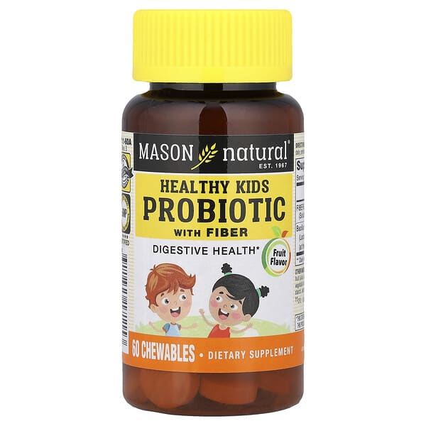 Mason Natural, Healthy Kids Probiotic with Fiber, Fruit, 60 Chewables