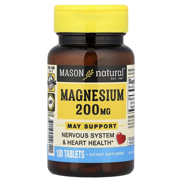 Mason Natural, Magnesium, 200 mg, 100 Tablets