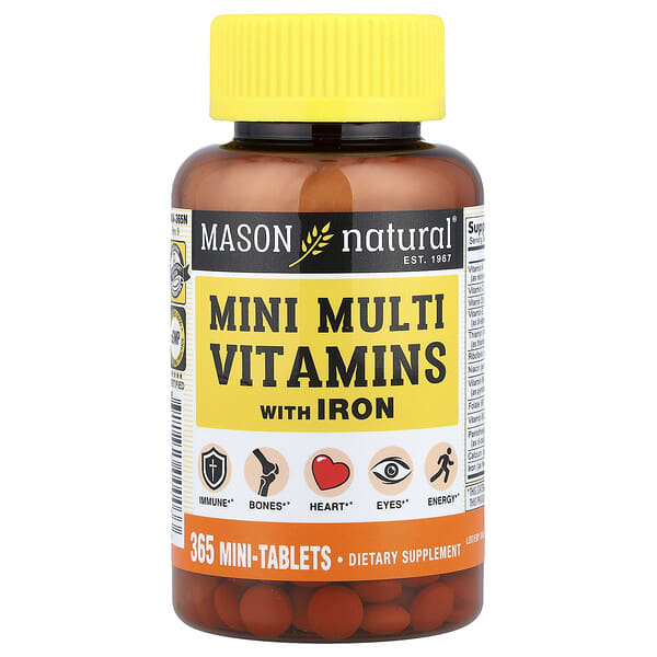 Mason Natural, Mini Multi Vitamins with Iron, 365 Mini Tablets