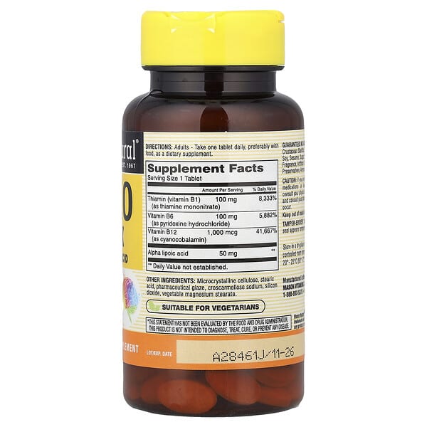 Alternative view of Mason Natural, Neuro Complex with Alpha Lipoic Acid, 100 Tablets