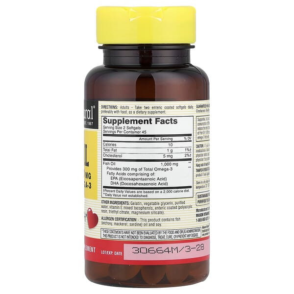 Alternative view of Mason Natural, No Burp Fish Oil, 90 Softgels (500 mg per Softgel)