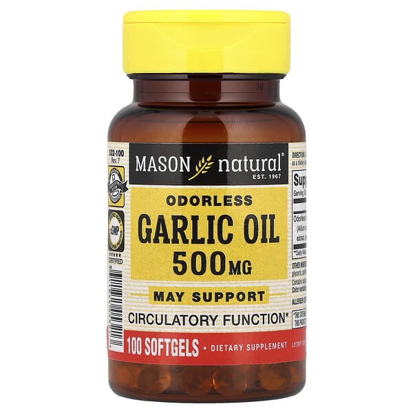 Mason Natural, Odorless Garlic Oil, 500 mg , 100 Softgels