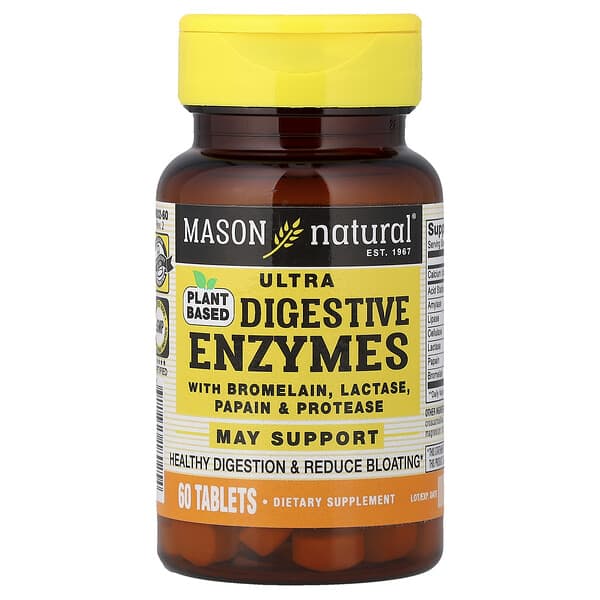 Mason Natural, Plant-Based Ultra Digestive Enzymes, 60 Tablets