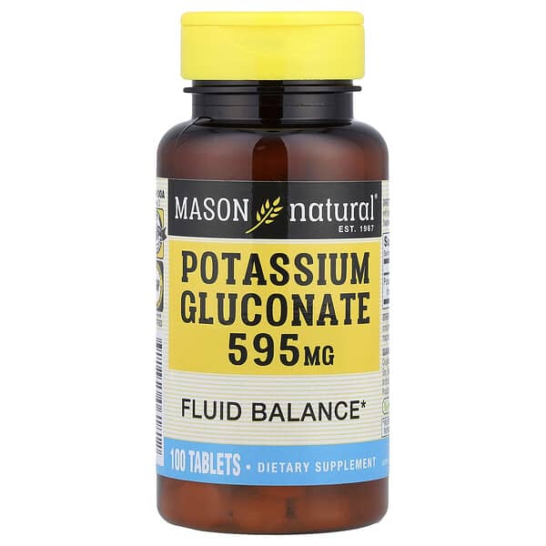 Mason Natural, Potassium Gluconate, 595 mg, 100 Tablets