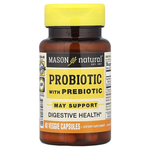 Mason Natural, Probiotic with Prebiotic, 40 Veggie Capsules