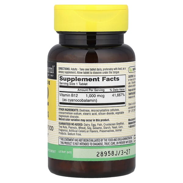 Alternative view of Mason Natural, Quick Dissolve, Vitamin B-12, 1,000 mcg, 100 Tablets