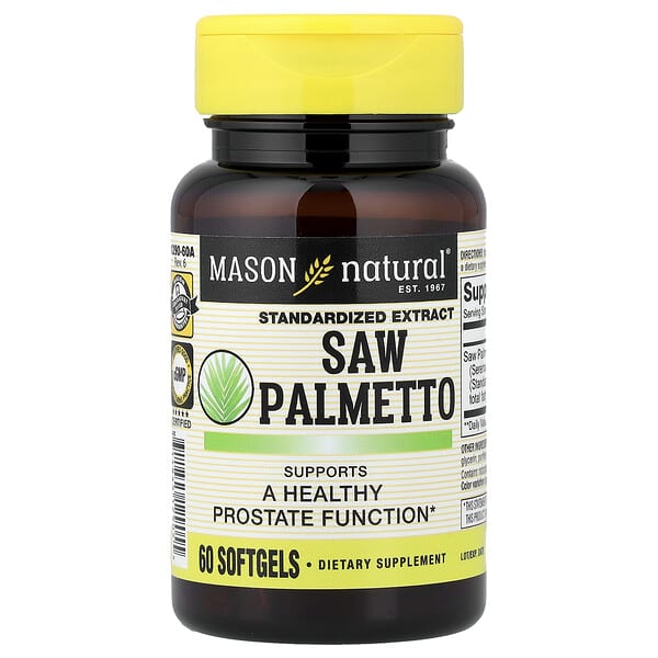 Mason Natural, Saw Palmetto, Standardized Extract, 60 Softgels (160 mg per Softgel)