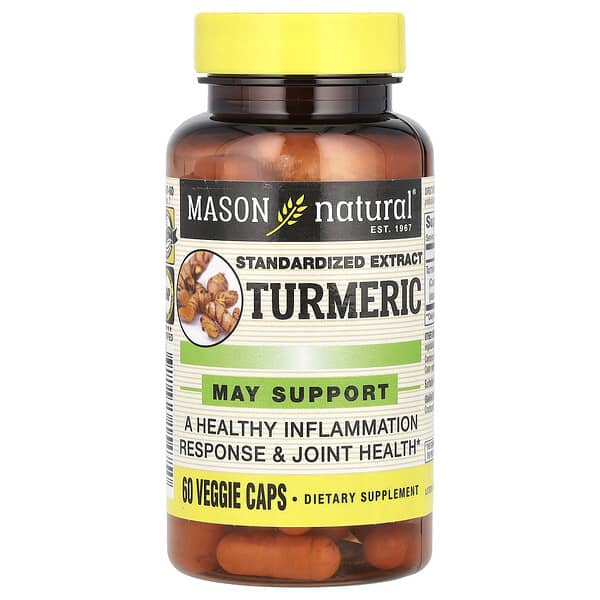 Mason Natural, Turmeric, Standardized Extract, 60 Veggie Caps (500 mg per Capsule)