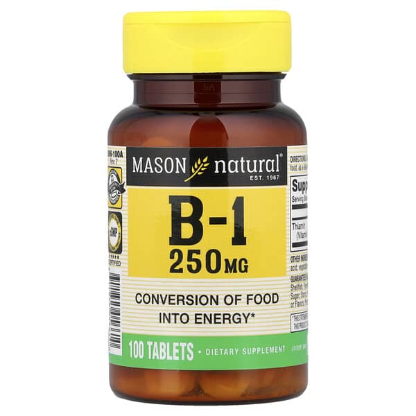 Mason Natural, Vitamin B-1, 250 mg, 100 Tablets