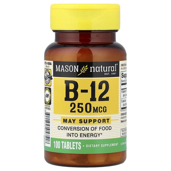 Mason Natural, Vitamin B-12, 100 Tablets 3 Mason Natural, Vitamin B-12, 100 Tablets