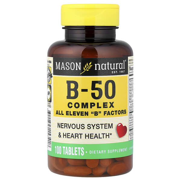 Mason Natural, Vitamin B-50 Complex, 100 Tablets