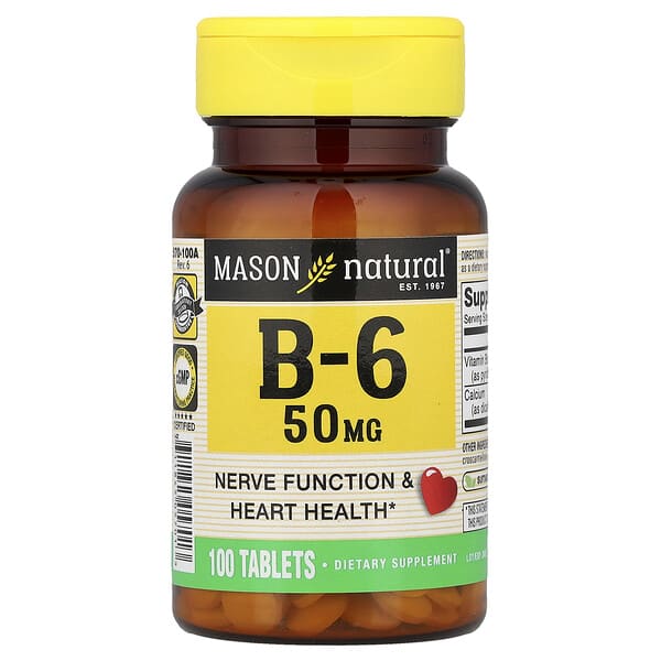 Mason Natural, Vitamin B-6, 50 mg, 100 Tablets
