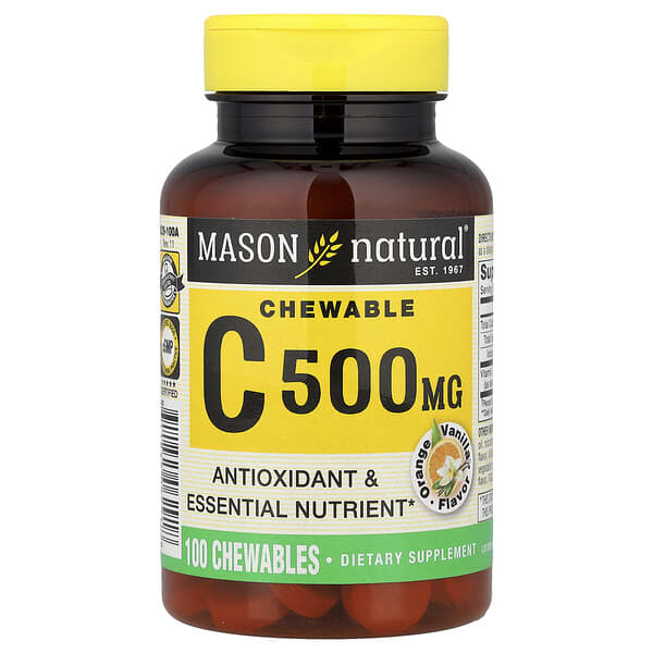 Mason Natural, Vitamin C, Orange Vanilla, 500 mg, 100 Chewables