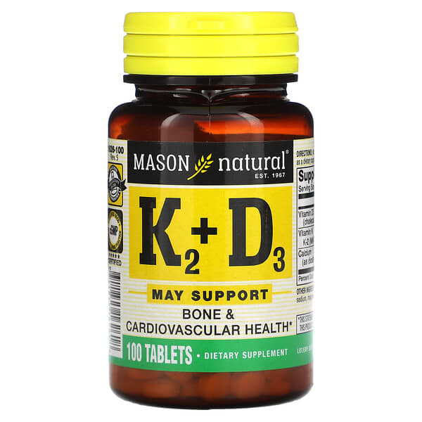 Mason Natural, Vitamin K2 Plus Vitamin D3, 100 Tablets