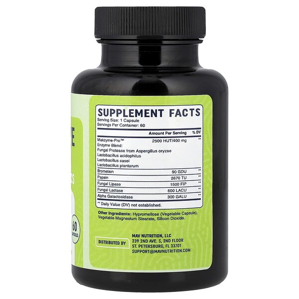 Alternative view of MAV Nutrition, Digestive Enzymes with Probiotics, 60 Capsules