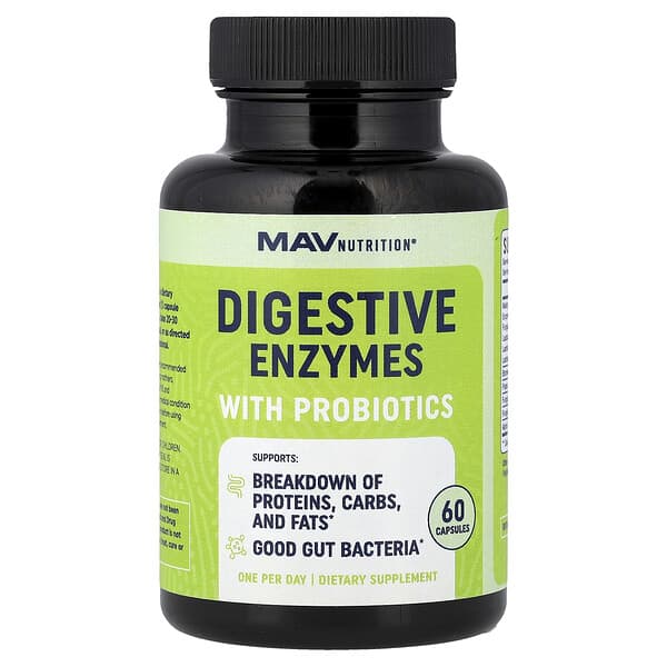 MAV Nutrition, Digestive Enzymes with Probiotics, 60 Capsules