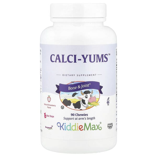 Maxi Health, KiddieMax® Calci-Yums™ , Natural Strawberry, 90 Chewies