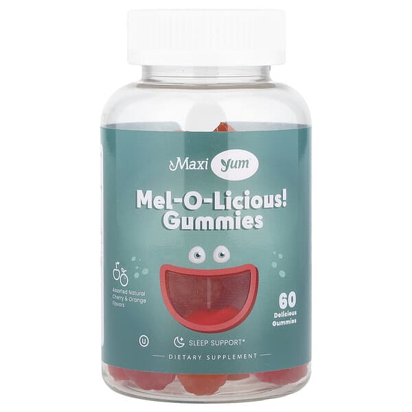 Maxi Health, Mel-O-Licious! Gummies, Natural Cherry & Orange, 1 mg, 60 Gummies